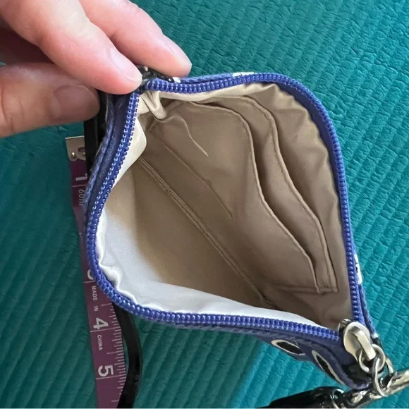 Blue and Black Polka Dot Coach Wristlet - Picture 2 of 3